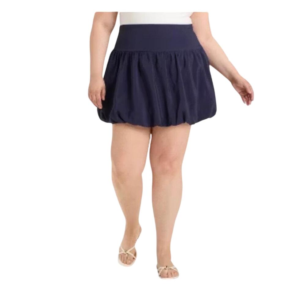A New Day Navy Blue Bubble Skirt Size 12 Pleated High Waist NWOT